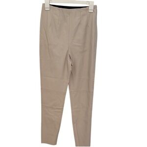 Zara Womens Beige Faux Leather High Waisted Leggings Slim Fit Pants Size Medium